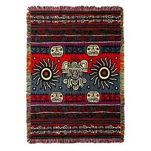 Mexican Maya Vintage 3 Layer Cotton Woven Throw from Olive Kids by Artist